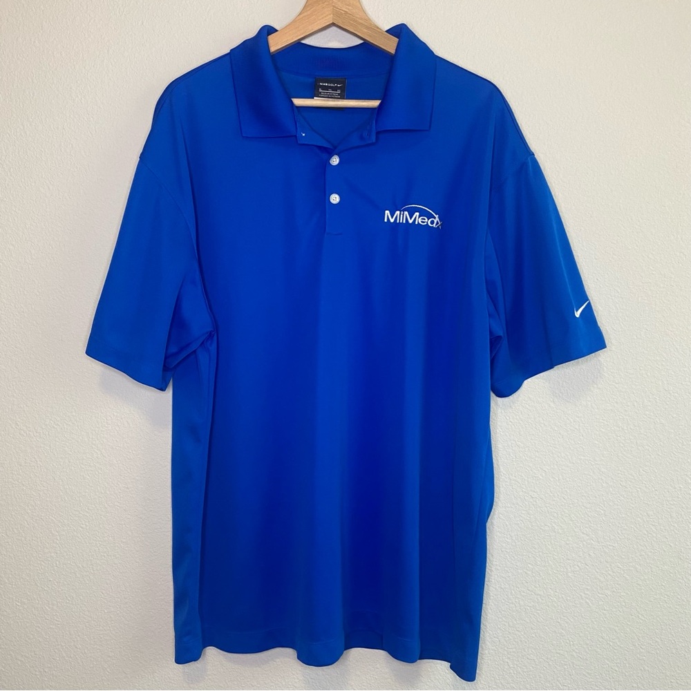 Nike Dri-Fit Stretch Golf Polo Shirt Blue MiMedx Logo Sz XL
